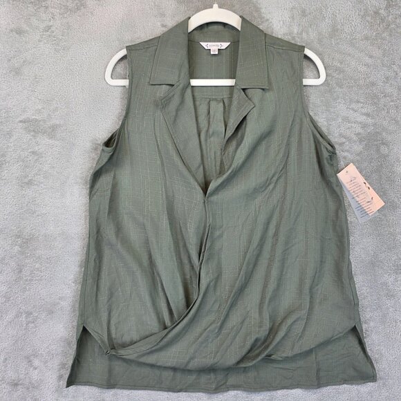 Nanette Lepore Top Womens Small Green Prairie Sage Sweet Romance Sleeveless Vest - Picture 1 of 11